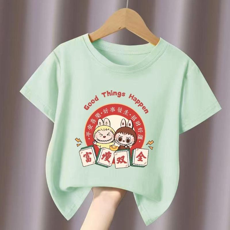 Monster Elf Cartoon Graphic Kids Adult Labubu Printed T-shirt Summer Casual Women's Clothing Loose Girl Short Sleeve Tees Top