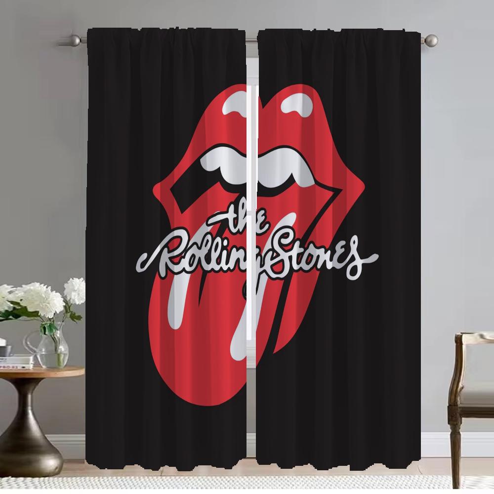 Curtains Child Room Rolling Stones Window Curtain for Room 2 Panel Tulle for Bedroom Home Interior Curtains Halloween Decoration