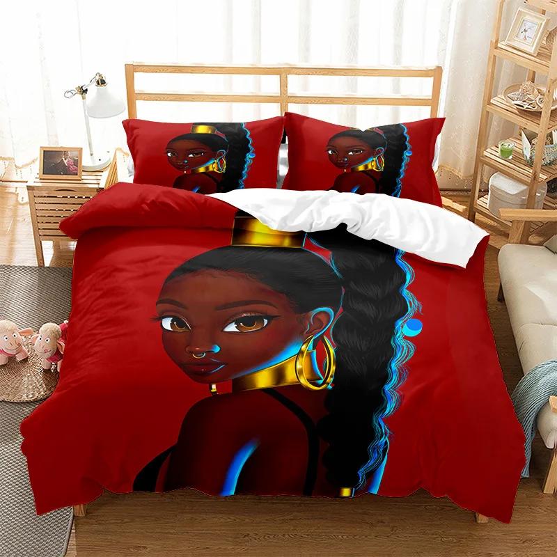 African Girl Bedding Set Fashion Duvet Cover Sets KidsTwin Full Queen King Bedroom Set Home Textile Housse De Couette 200X229