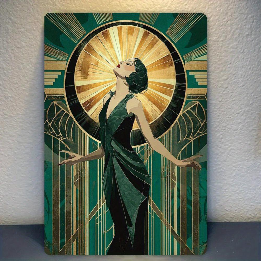 Retro s Art Deco Meisje Muurkunst Poster voor Kamer Cafe Kantoor