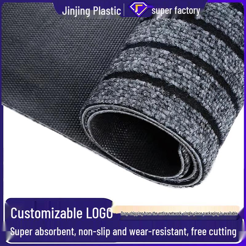 PVC Seven-Stripe Water-Absorbent Kitchen Floor Mat - Large Coverage, Non-Slip, Dirt-Resistant Entryway Carpet