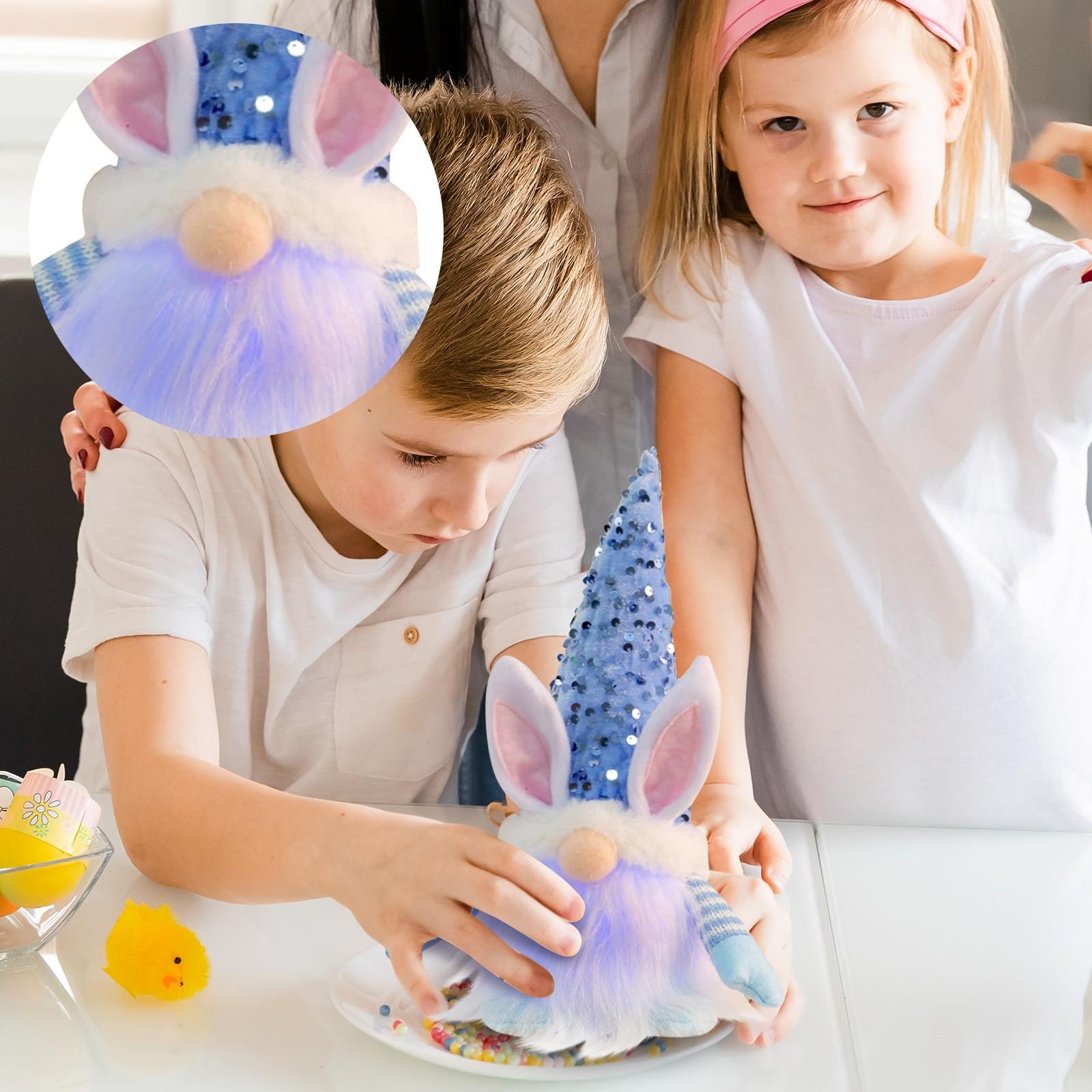 

Пасхальные блестки Кролик светящаяся кукла Праздничные украшения Пара Кролик Гном Кукла Украшения One Size синий