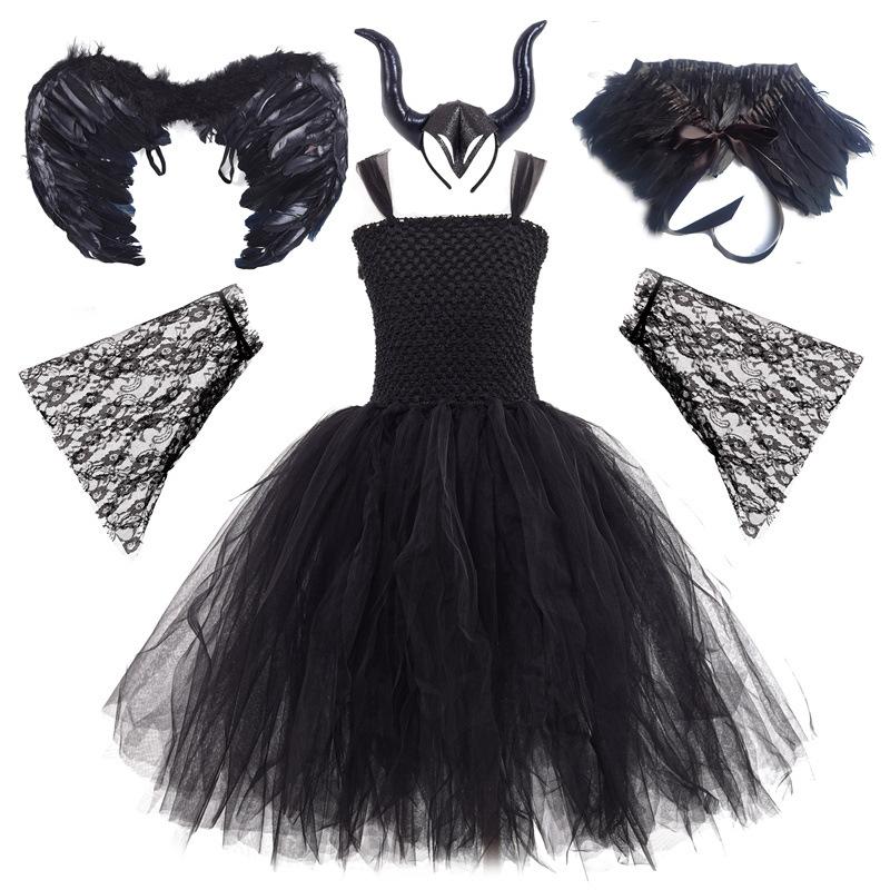 Halloween Costume for Kids Girls Witch Vampire Cosplay Medieval Vintage Dress Children's Day of The Dead Clothes Carnival Party