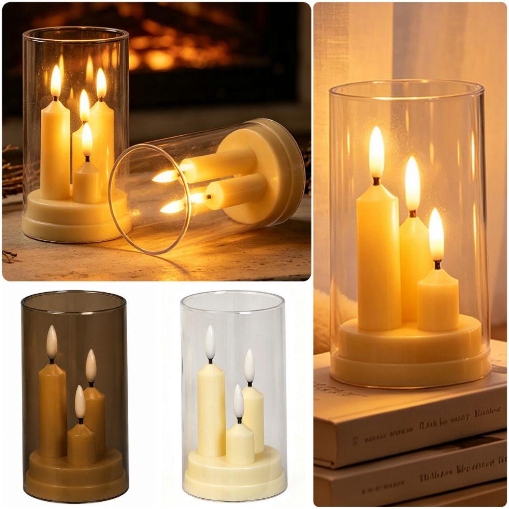 Acrylic Flameless Candle Flameless Battery-Operated Candle Elegant Flickering Candle Holiday Party