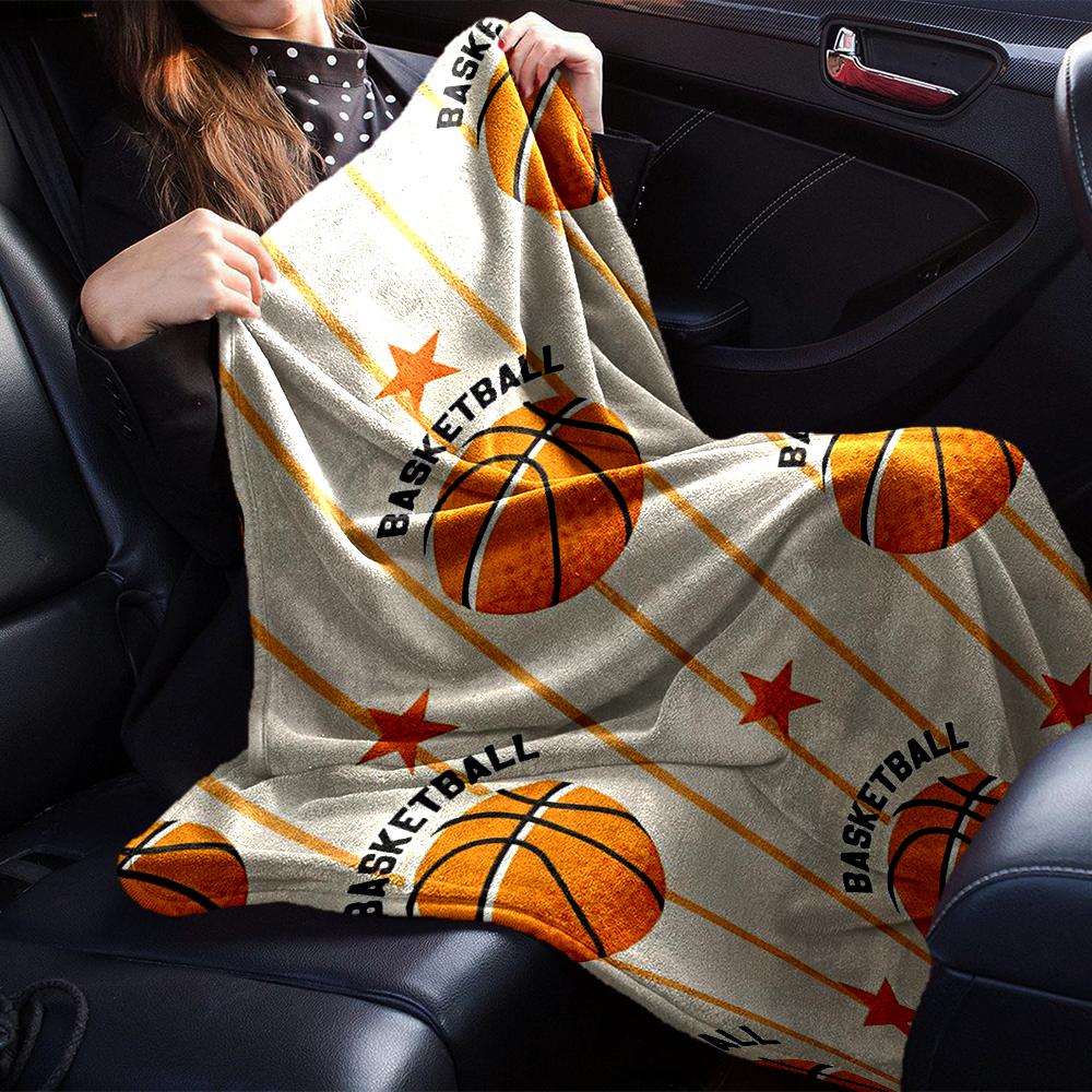 basketball Theme Printed Blanket - Perfect for Couch, Bed, Travel & Outdoor Use | Machine Washable, Cozy & Durable.