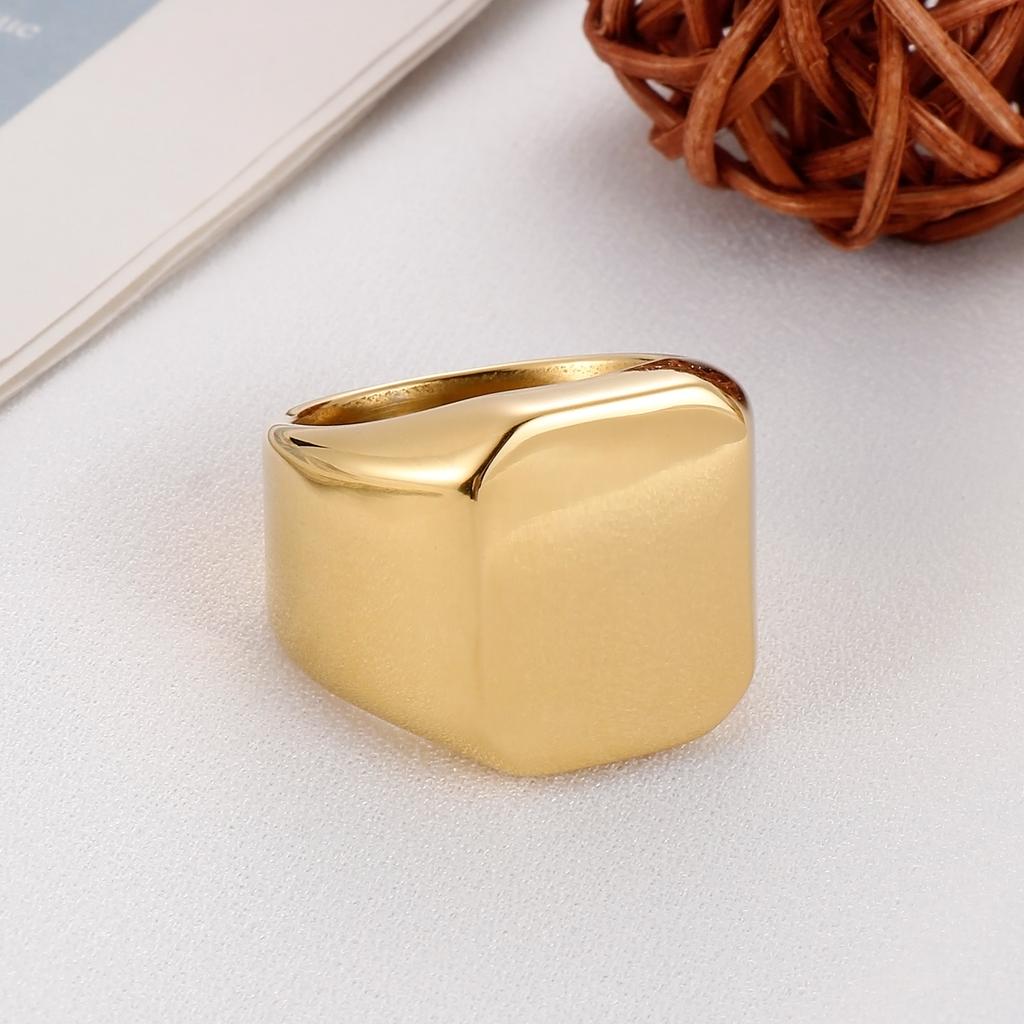 Stainless Steel Square Ring For Women Men Chunky Finger Ring Gold Color Simple Trendy Jewelry Geometric Accessories #6-#9