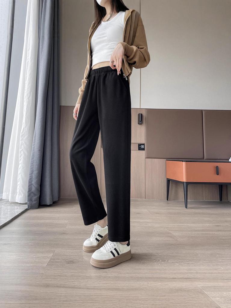 Damen 419 Acetat Wolle Weitbein Hose: Kleine gerade Hose für Frühling, Herbst und Winter.