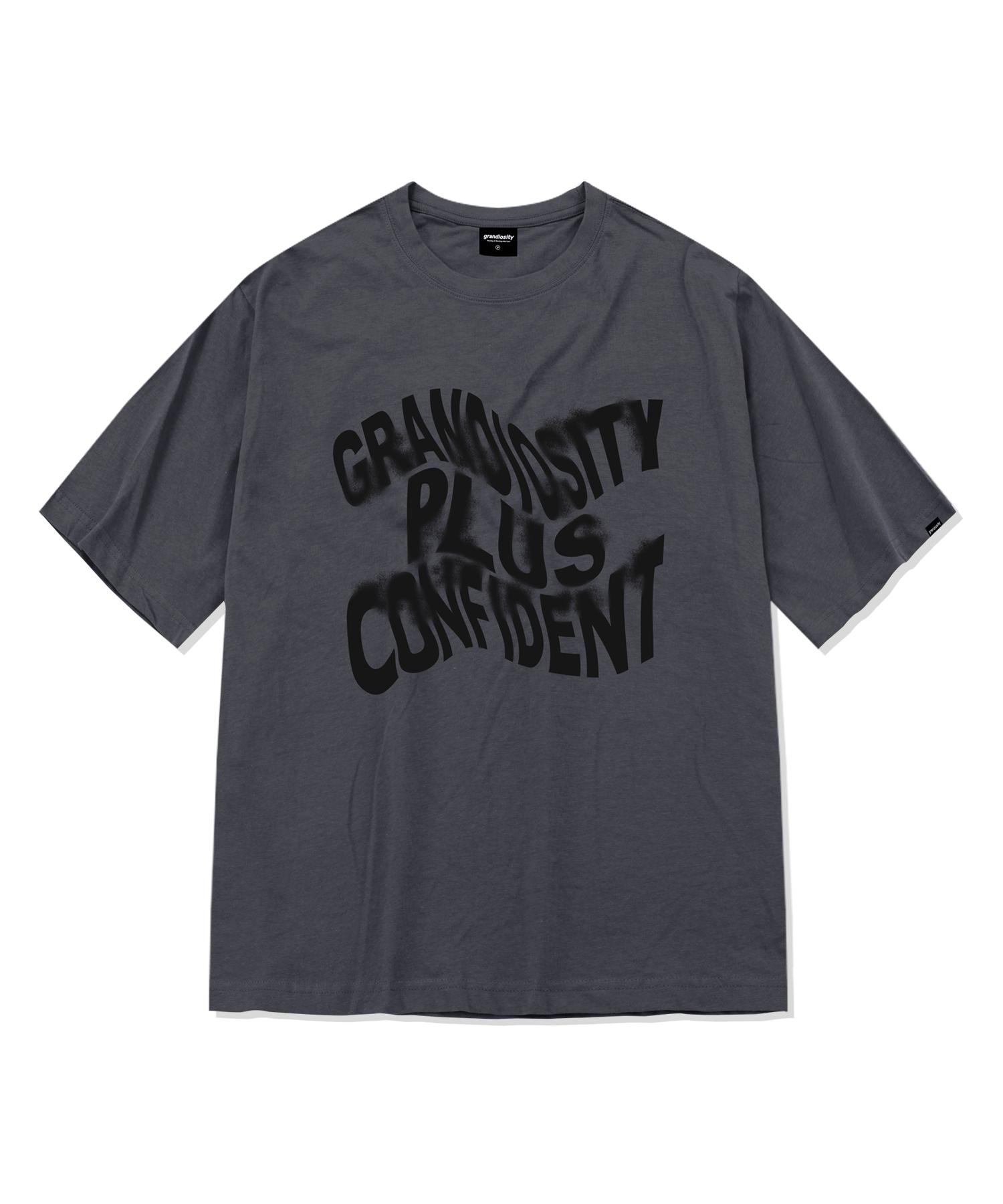 Grandiosity Wave Logo Oversized Short Sleeve T-Shirt (Charcoal) Free