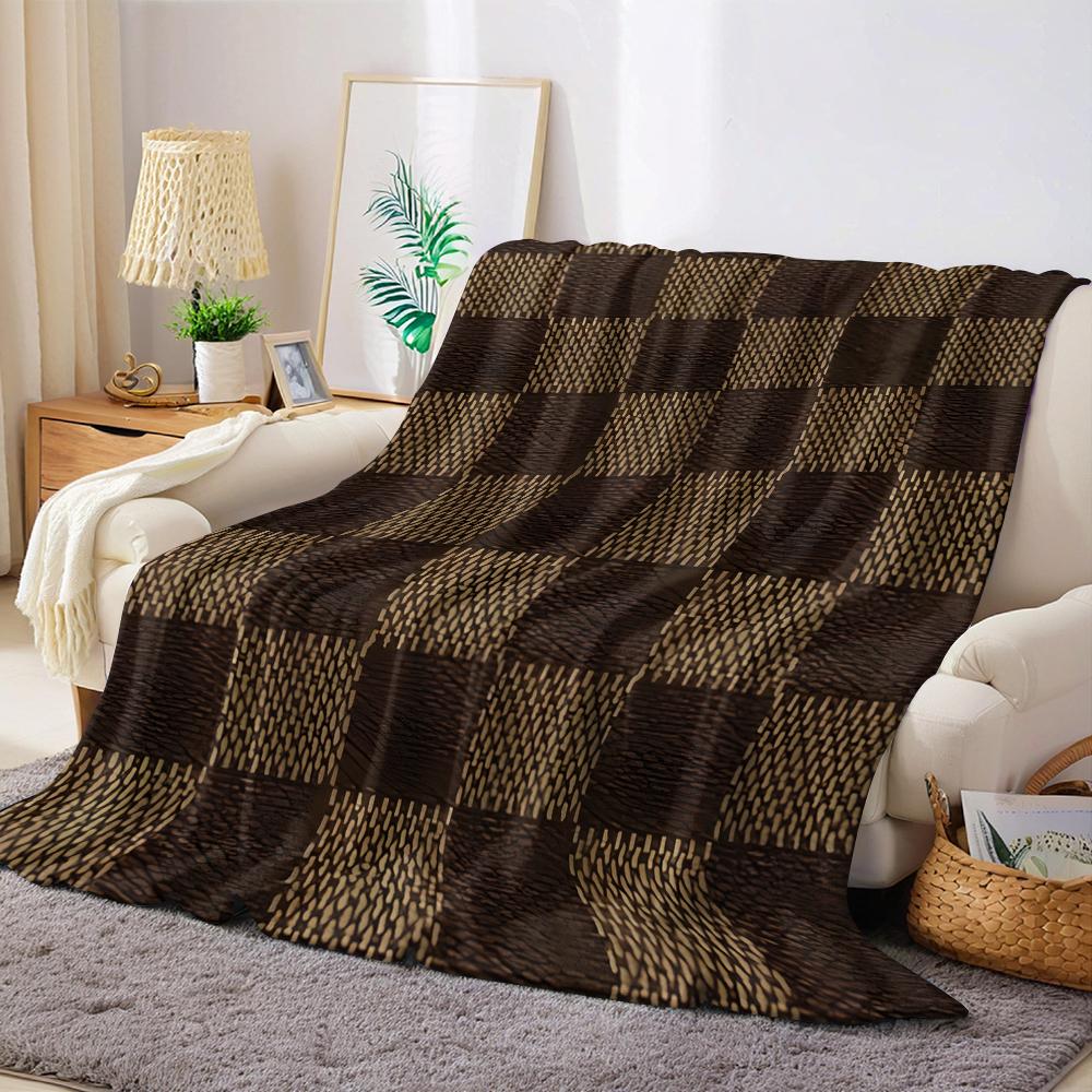 Jmg Household Supplies Unisex Brown Woven Check Flannel Blanket Warm Soft Halloween Christmas Couch Warm Cozy Decorative Decor Gift For All Season