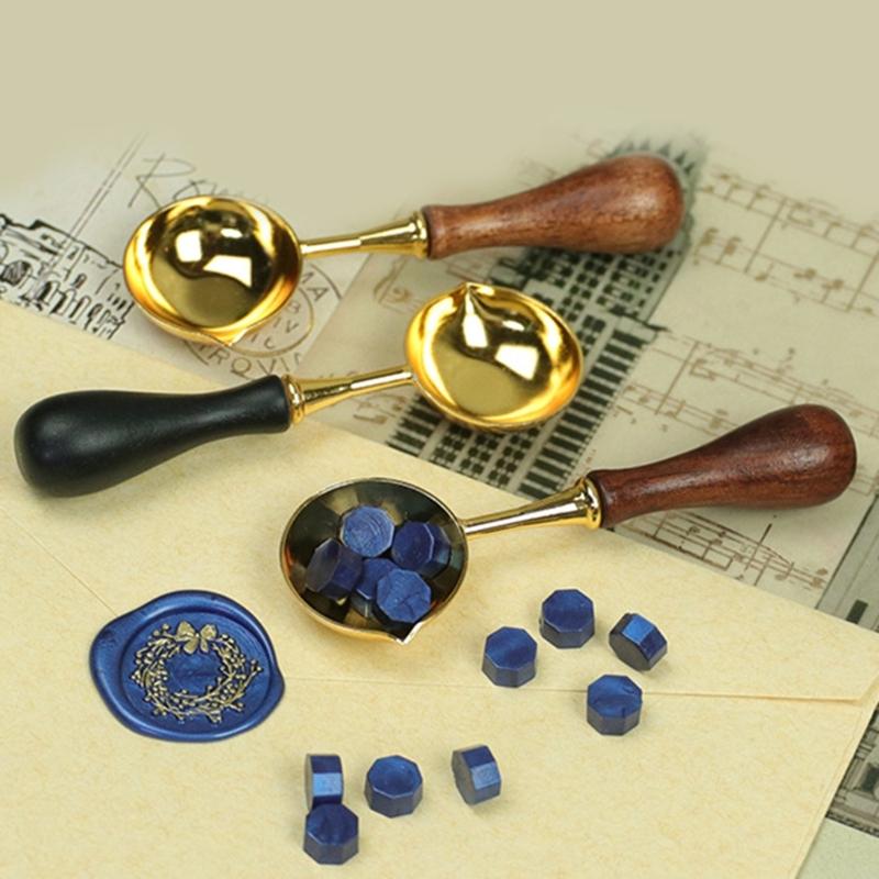 3-teiliges Set aus Metall-Siegellöffeln, Wachssiegellöffeln, Wachssiegelstempeln und Schmelzlöffeln für Scrapbooking-Alben und Hochzeitseinladungen