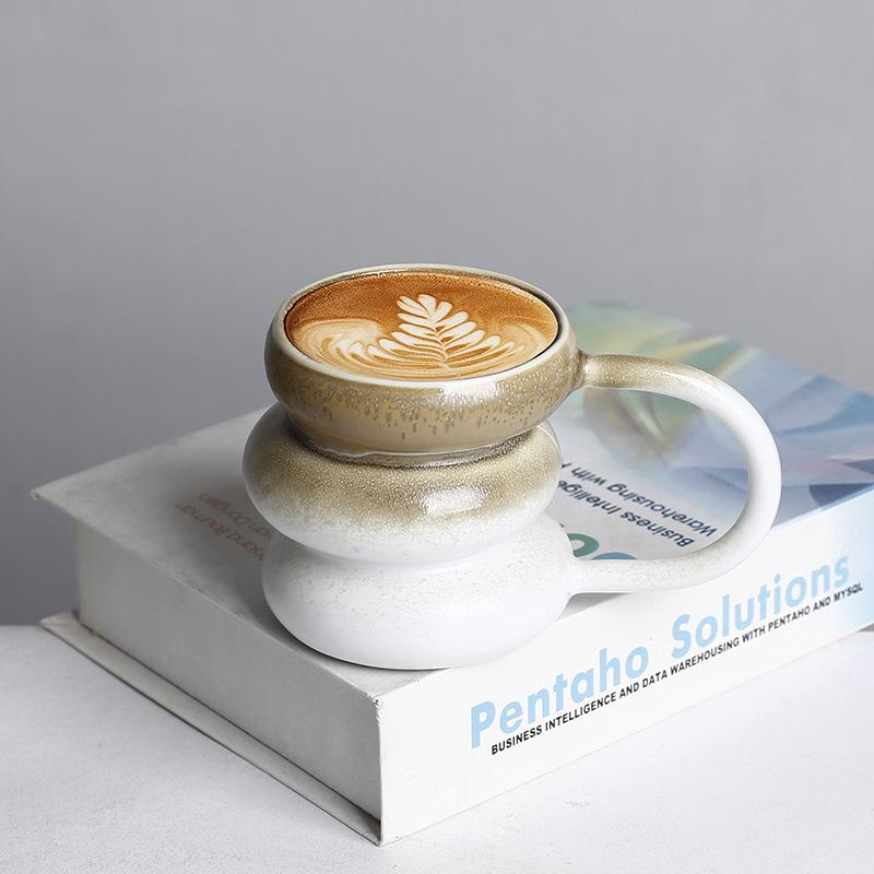 Retro Cross Kiln Glaze Ceramic Mug, Handle Latte Cup for Coffee, Milk, Tea, or Juice