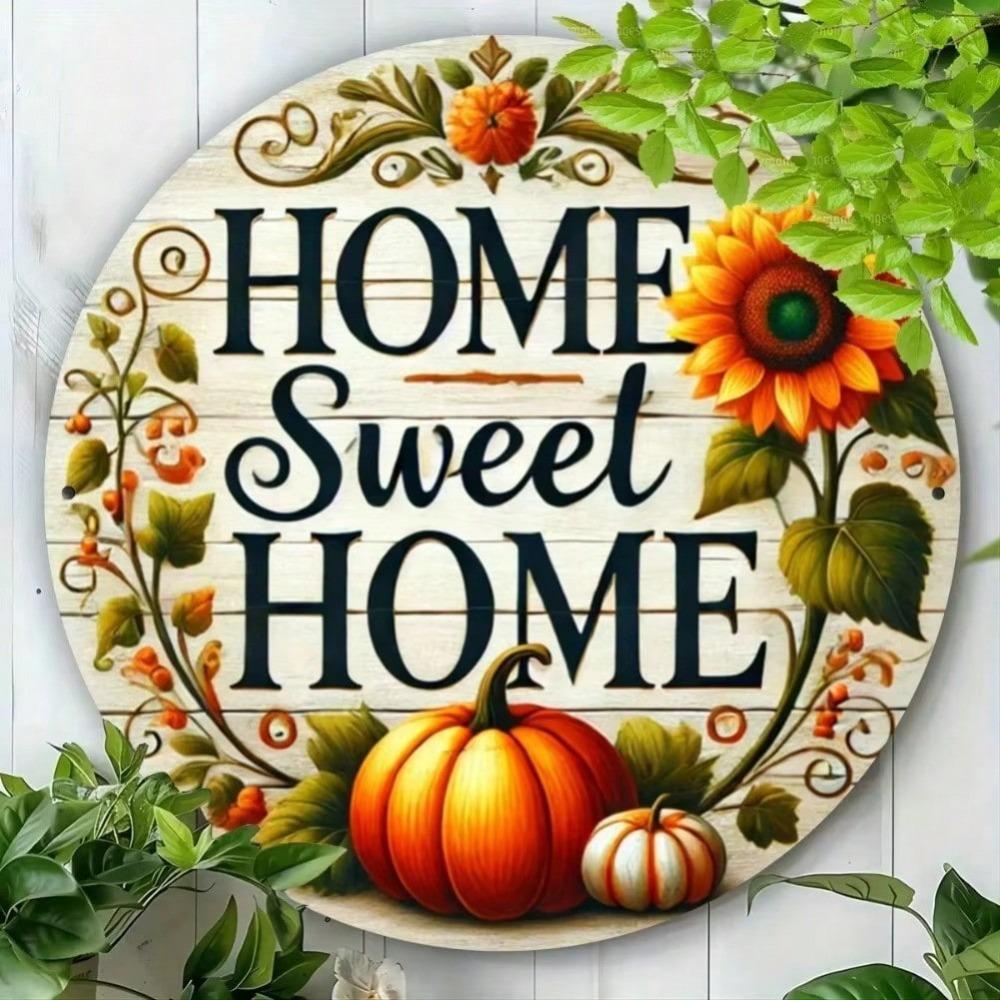Vintage Aluminum Home Sweet Home Wreath Sign Wall Decor For Living Room Kitchen Bathroom Bedroom