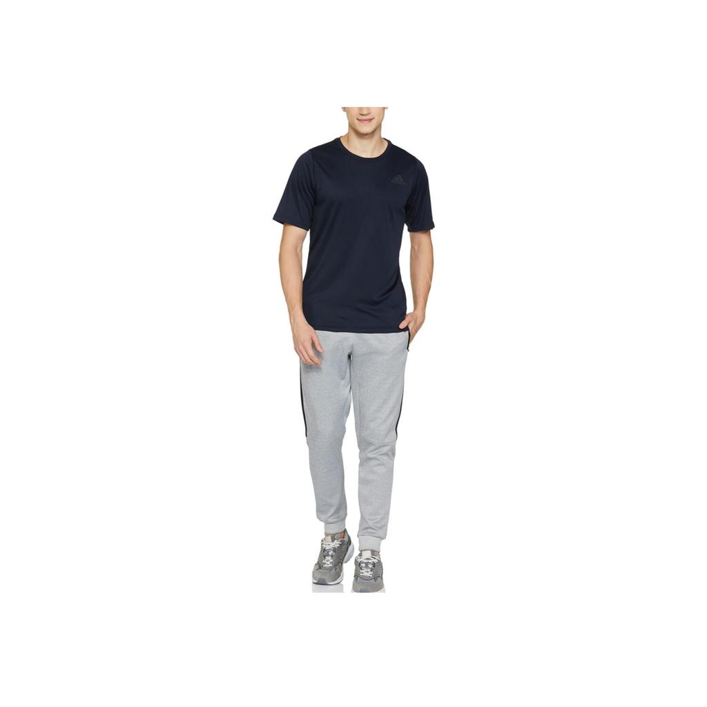 Adidas Solid Logo Short Sleeve T-Shirt Men Tops Navy-Blue HC0408