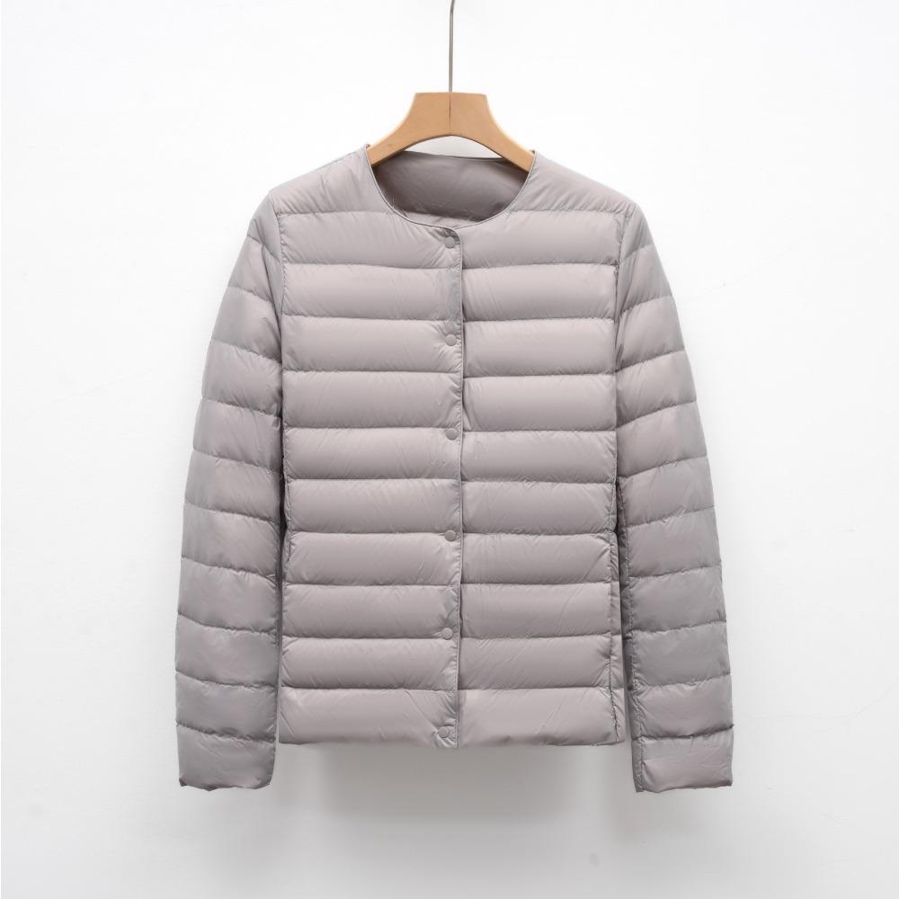 Lightweight Women's Short Crew Neck Down Jacket Liner Autumn Winter New Simple Warm Coat Solid Color Long Sleeve Down Inner Jacket
