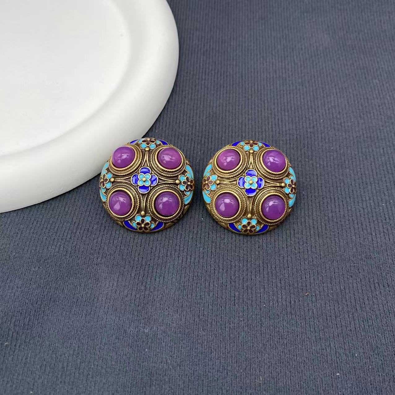 Средневековые Винтажные Дворцовый Стиль Глазурь Капельная Эмаль Цвет Западные Антикварные Серьги С Ретро Характером Легкая Роскошь