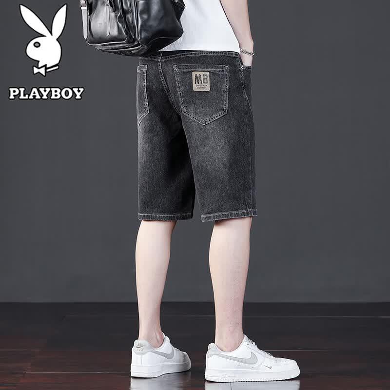 PLAYBOY Men s Stretch Straight-Leg Denim Shorts 36 чёрный