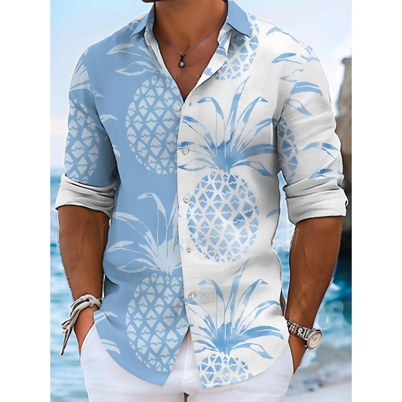Men's shirts, button down shirts, casual shirts, spring and summer, printed long sleeves, daily, fashionable, comfortable