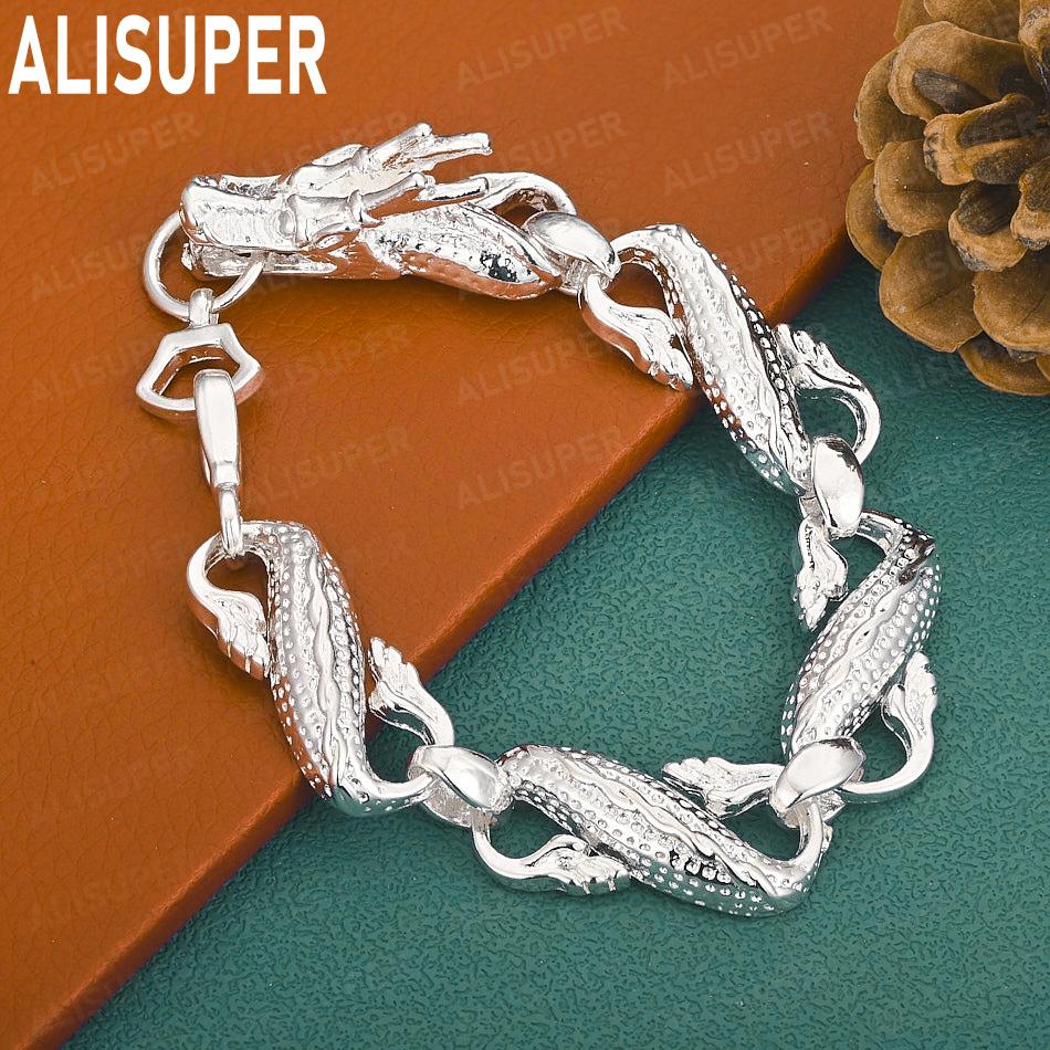 925 Sterling Silver Dragon Side-Show Bracelet - Powerful Gift Jewelry