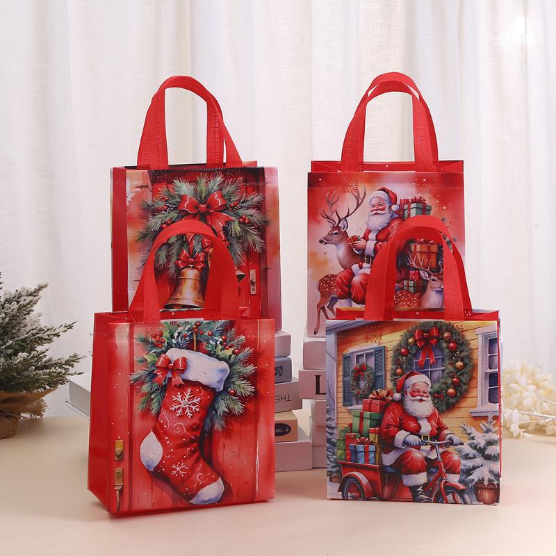 4Pcs Christmas Gift Bag Santa Non-Woven Bag Christmas Decorations For Home 2025 Xmas Navidad Noel Gifts  Year Packaging Bag