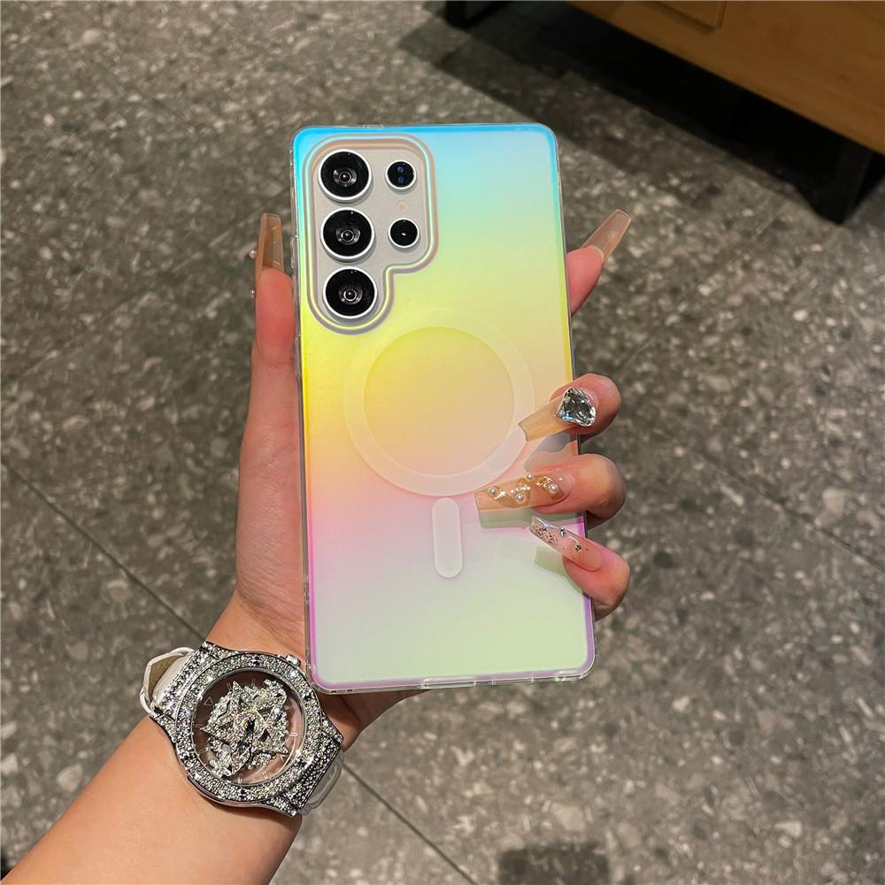Suitable for Samsung Galaxys25ultra Magnetic Suction Mobile Phone Case Matte S24 Gradient S25plus Color Plated Anti Fall Shell