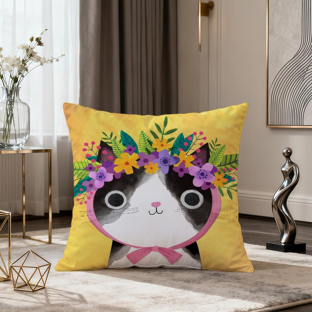 

cute cartoon art cat Snow aangie rrozelaar soft pillow cover Sofa Home Living Room Decor Protective Covers hogar pillowcase 40X40cm