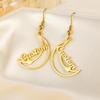 Free Personalized Moon Heart Shaped Name Custom Earrings for Women,Stainless Steel Waterproof Earrings,Fashion Jewelry Gifts