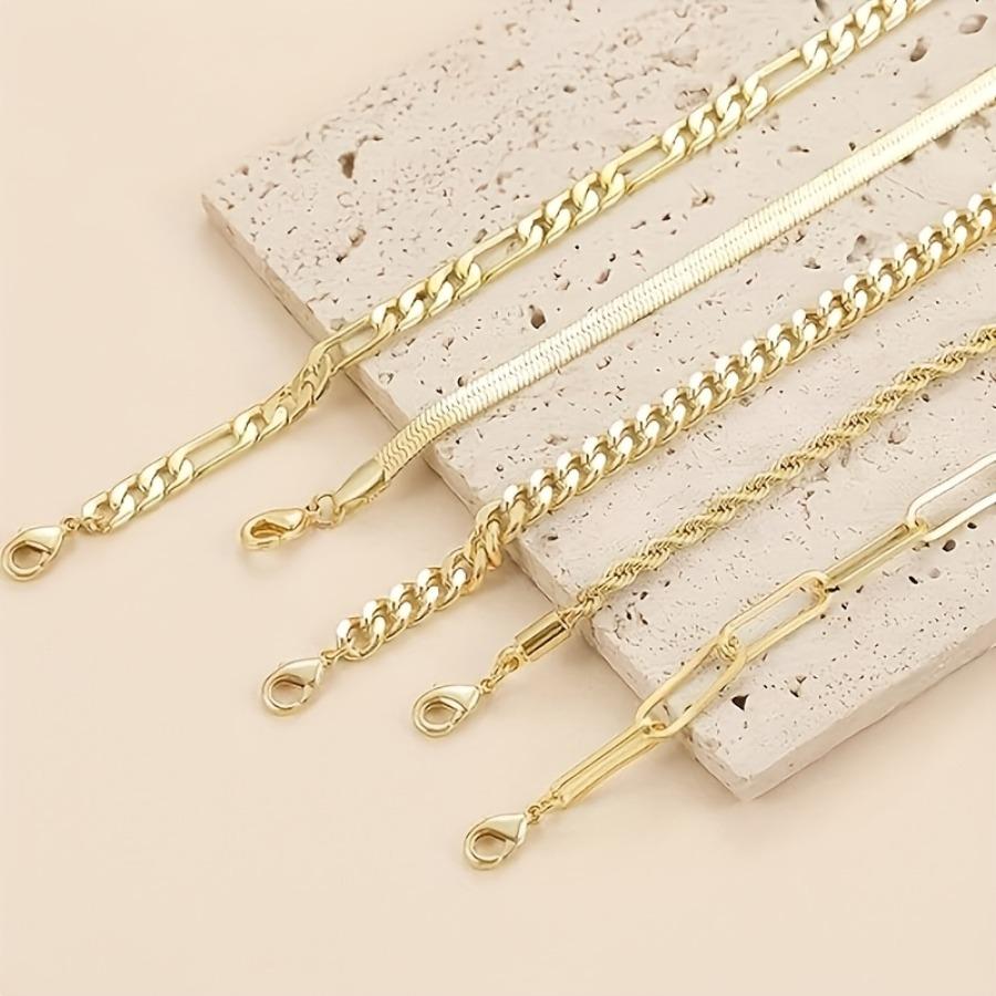 5pcs 18k Gold-plated Stainless Steel Bracelet Set for Women, an Elegant and Luxurious Jewelry Set for Women That Never Fades