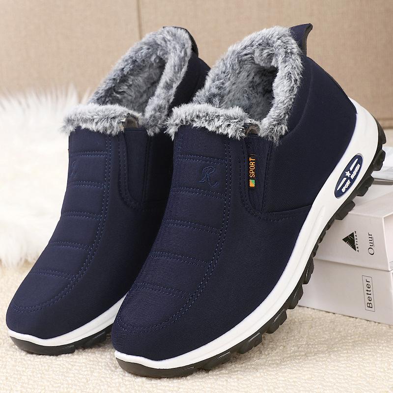 

Winter old Beijing cloth shoes men s velvet thickened walking shoes for the elderly warm non-slip wear-resistant dad cotton shoes 44 синій