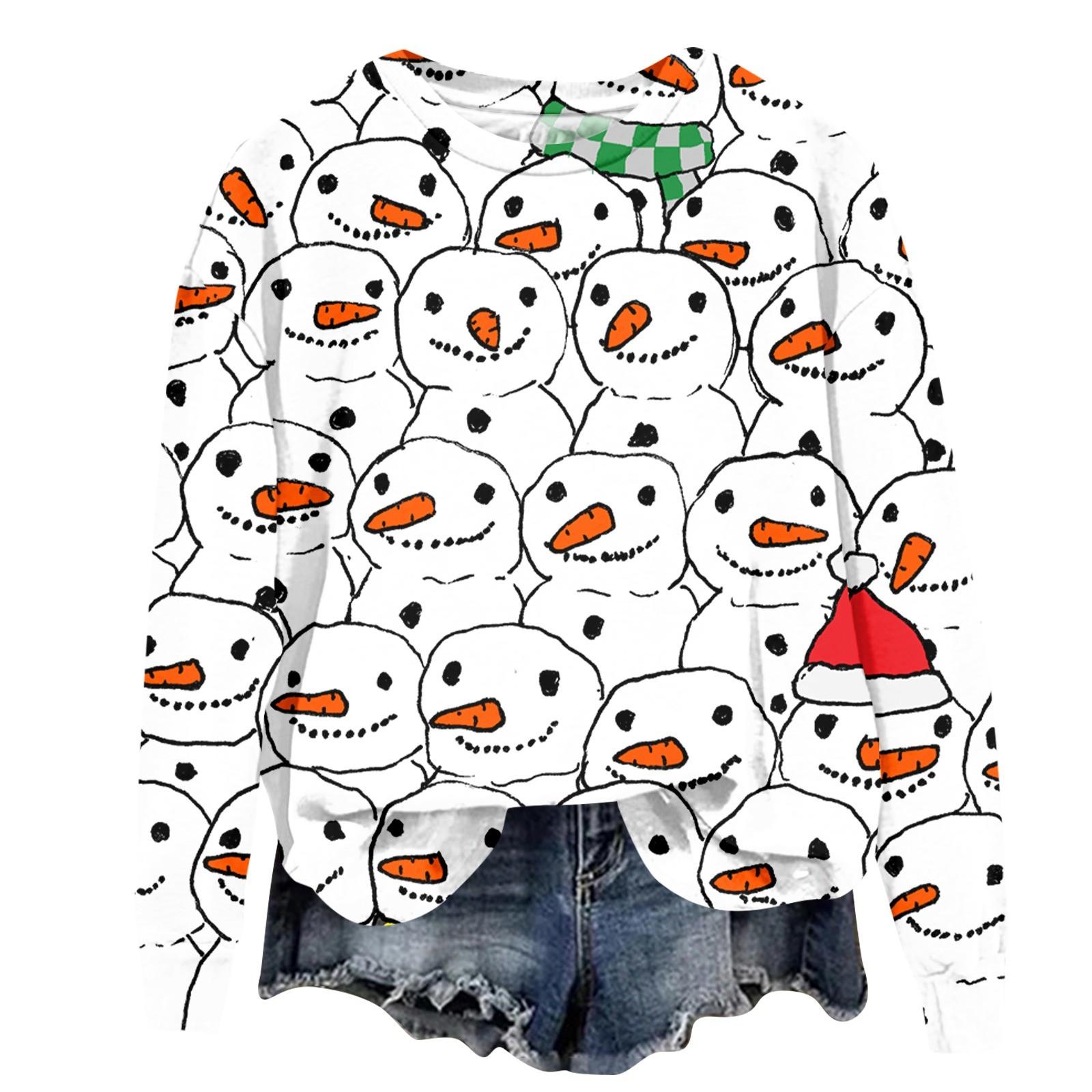 Женская модная рождественская принтованная толстовка с длинным рукавом и круглым вырезом M — фото 4