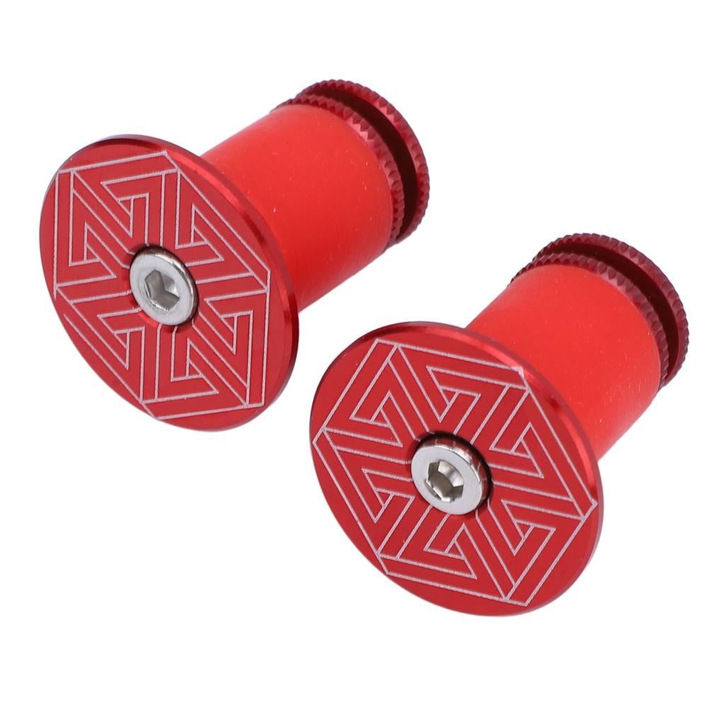 1 Pair of Handlebar Grip End Caps Aluminum Alloy Universal Bar Plugs for Mountain Road Cycling Red