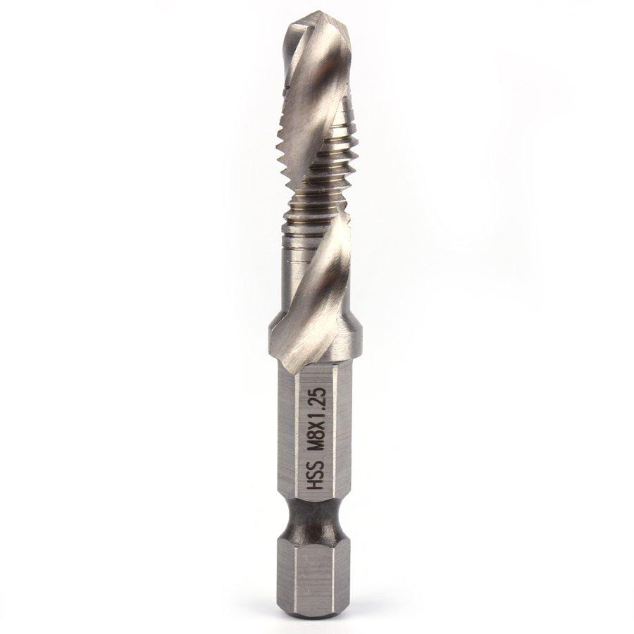 6Pcs Tap Drill Bit Set Hex Shank Titanium Plated HSS Screw Thread Bit Screw Machine Compound Tap M3 M4 M5 M6 M8 M10 Hand Tools
