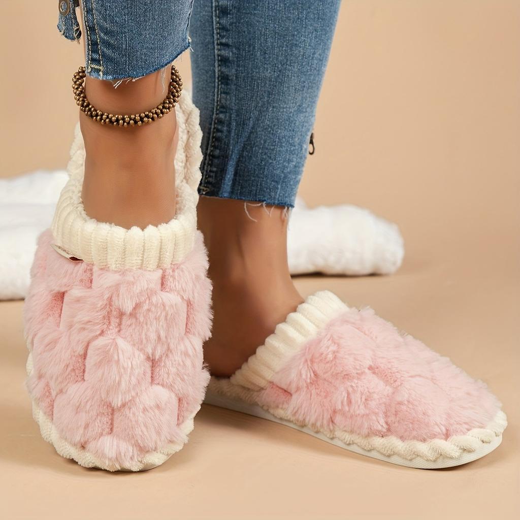 Simple and Stylish Indoor Home Comfort, Anti Slip and Warm, Soft Bottom, Silent Fur Slippers for Couples