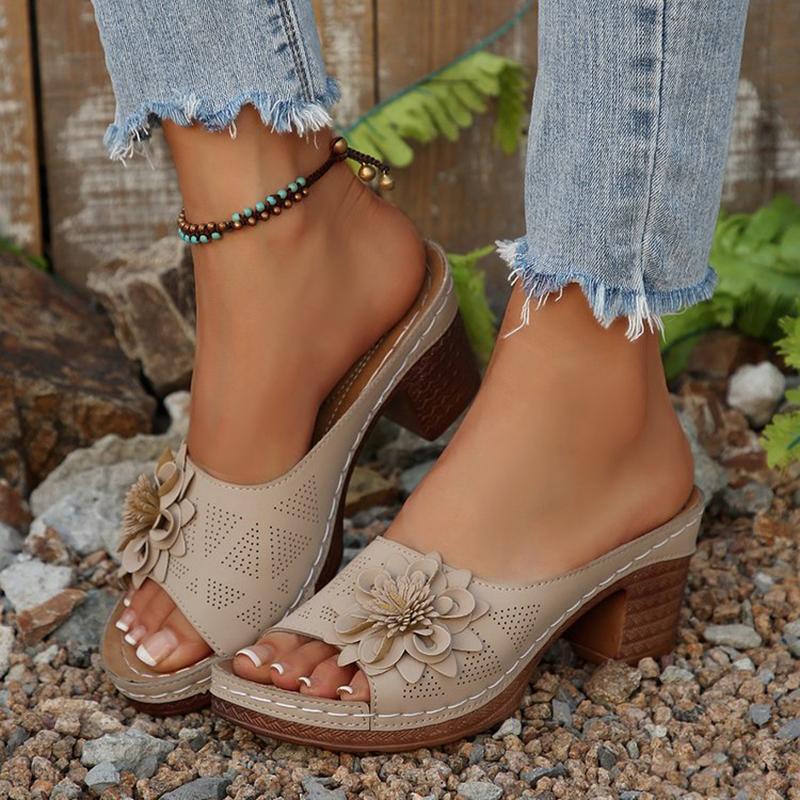 Scarpe Semplici da Donna Sandali Romani Retrò Estivi Sandali Zeppa Floreali Casual da Donna Pantofole da Donna con Zeppa