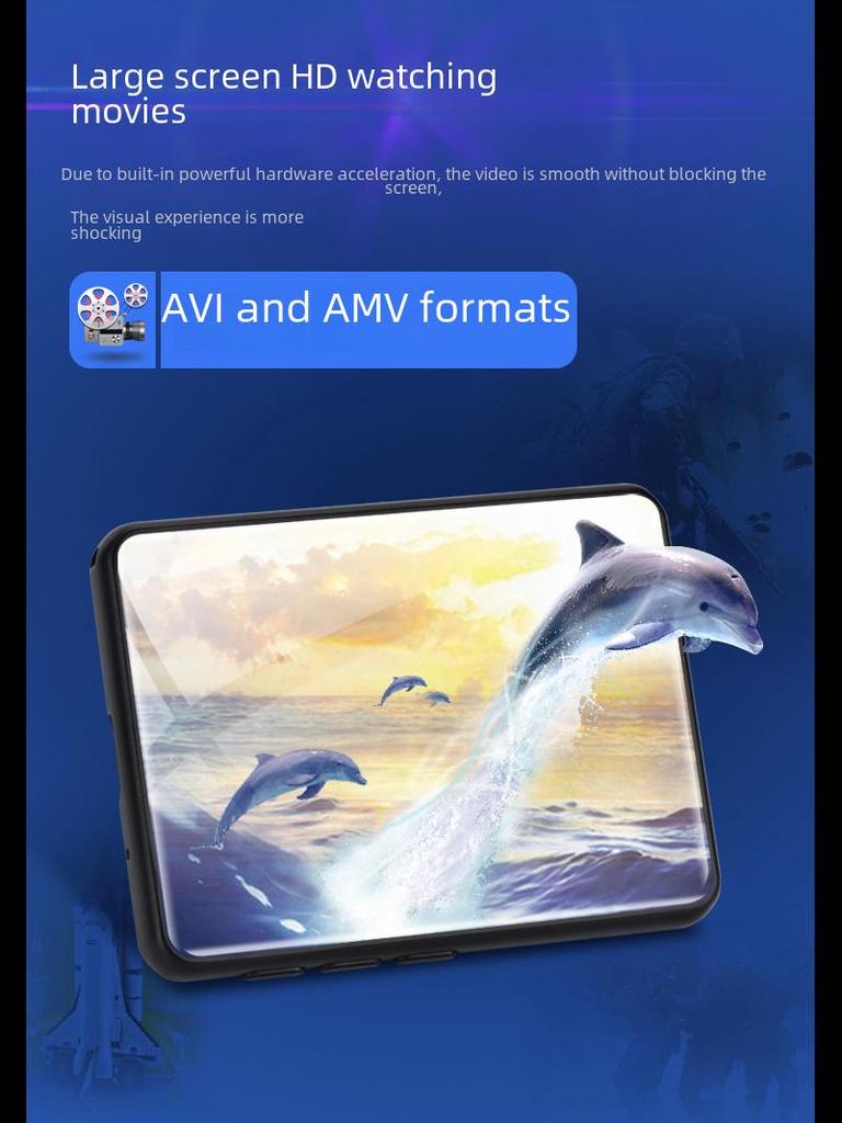 Tocador de música portátil Bluetooth MP4/MP3 de tela cheia para estudantes