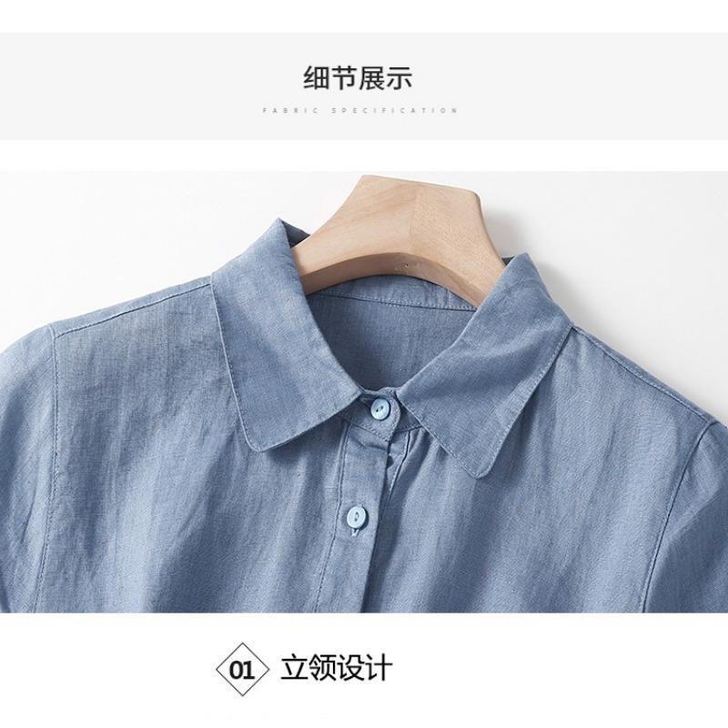 Literarischen Vintage Große Größe Einfarbig Lose Mittel Lange Kurzarm Kleid Frau