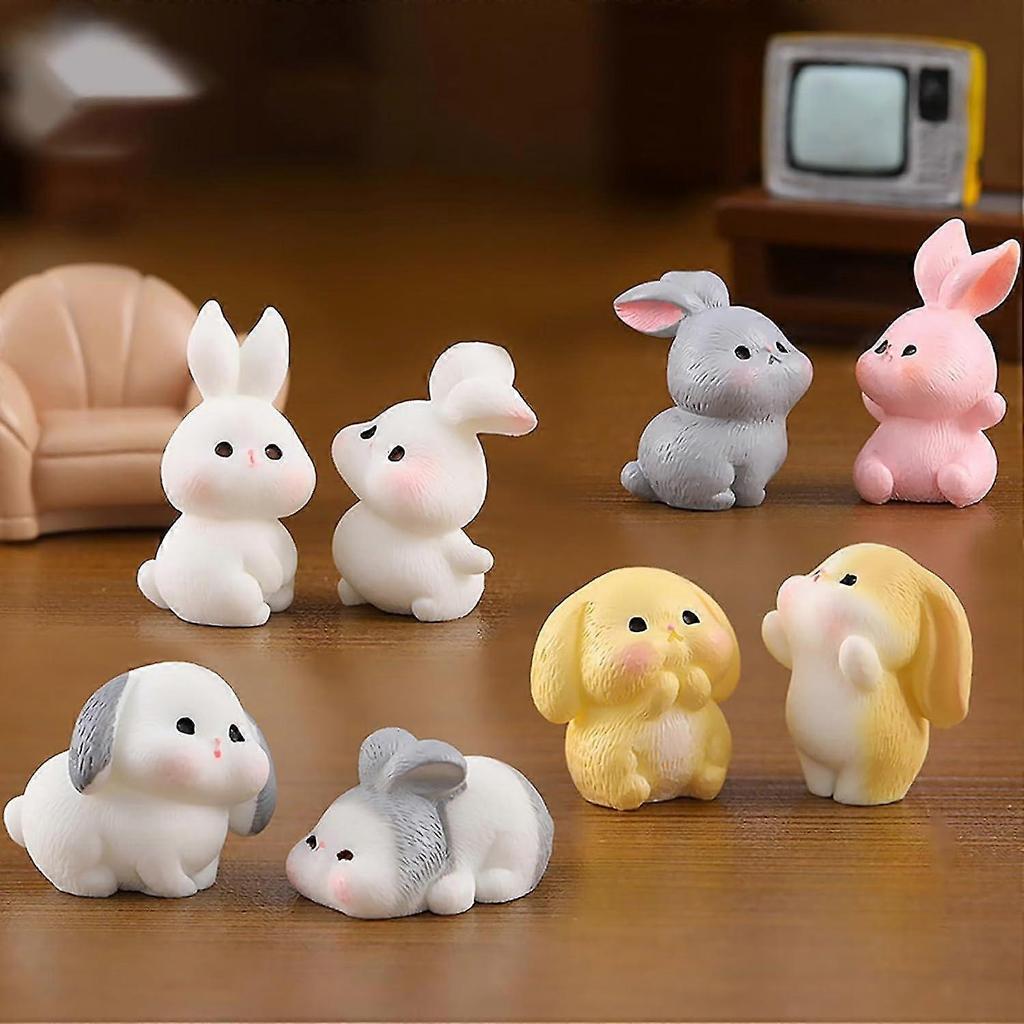 24 Pcs Mini Rabbits Easter Bunny Resin Bunny Figurines Mini Lop Bunny Mini Animals Fairy Garden Miniature Moss Landscape Ornaments For Easter Egg Fill