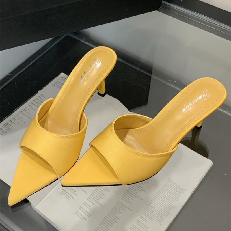 Fashion High Quality Pointed Toe Thin Heel Women Sandal Summer Fashion Open Toe Designer Shoes Elegant Concise Comfortable Slide Sandals