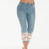 Women Pants Lace Stretchy Women Calf Length Mid Rise Jeans for Dating