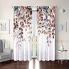 2pc Brown Leaf Print Curtains On White Background   Polyester Fabric   Machine Washable   Suitable for Living Room   Bedroom   Study
