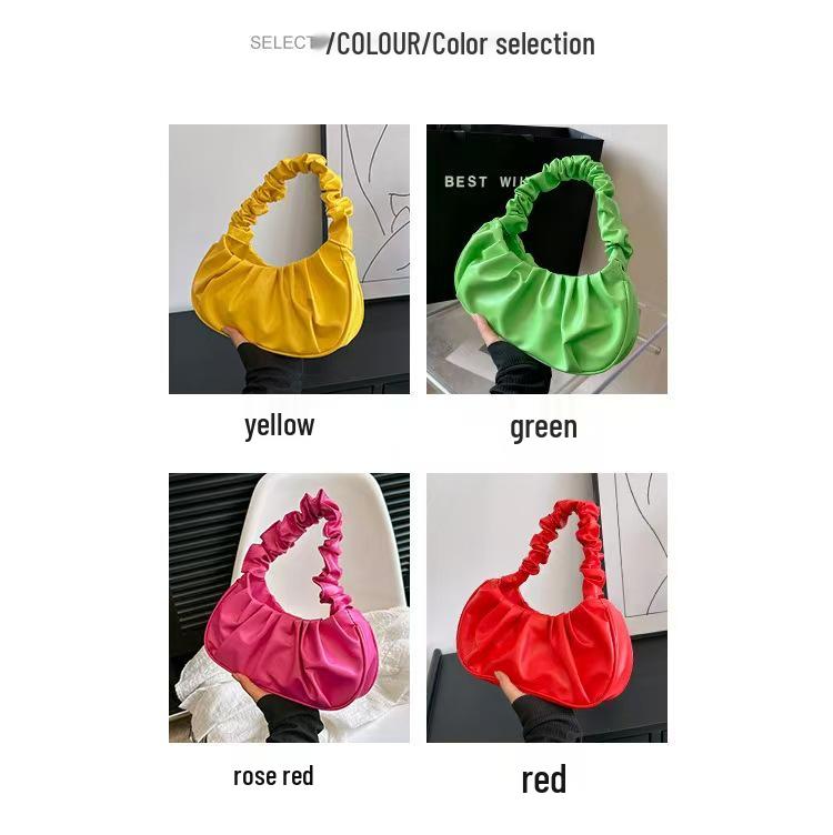 Korean One-Shoulder Pleated Dumpling Tote Bag
