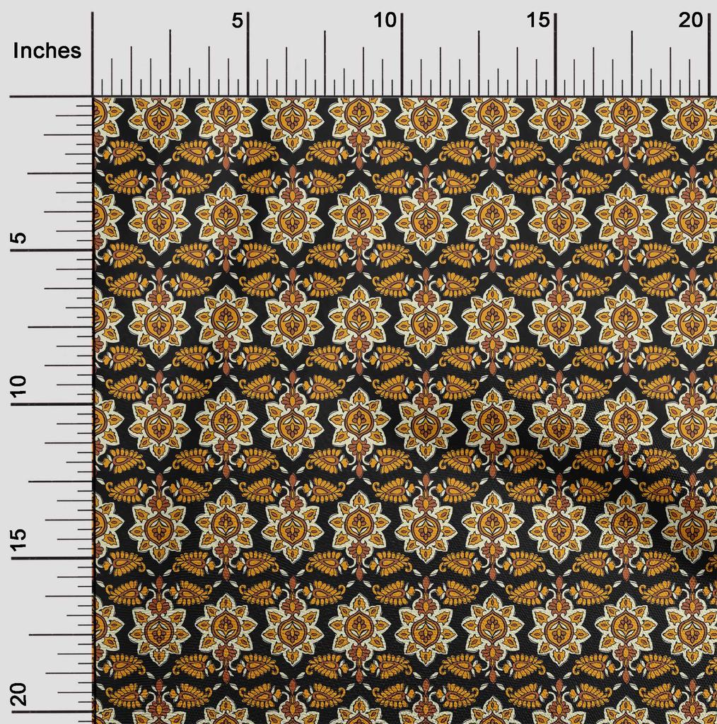 oneOone Cotton Flex Fabric Floral & Paisley Block Print Sewing Fabric BTY 40 Inch