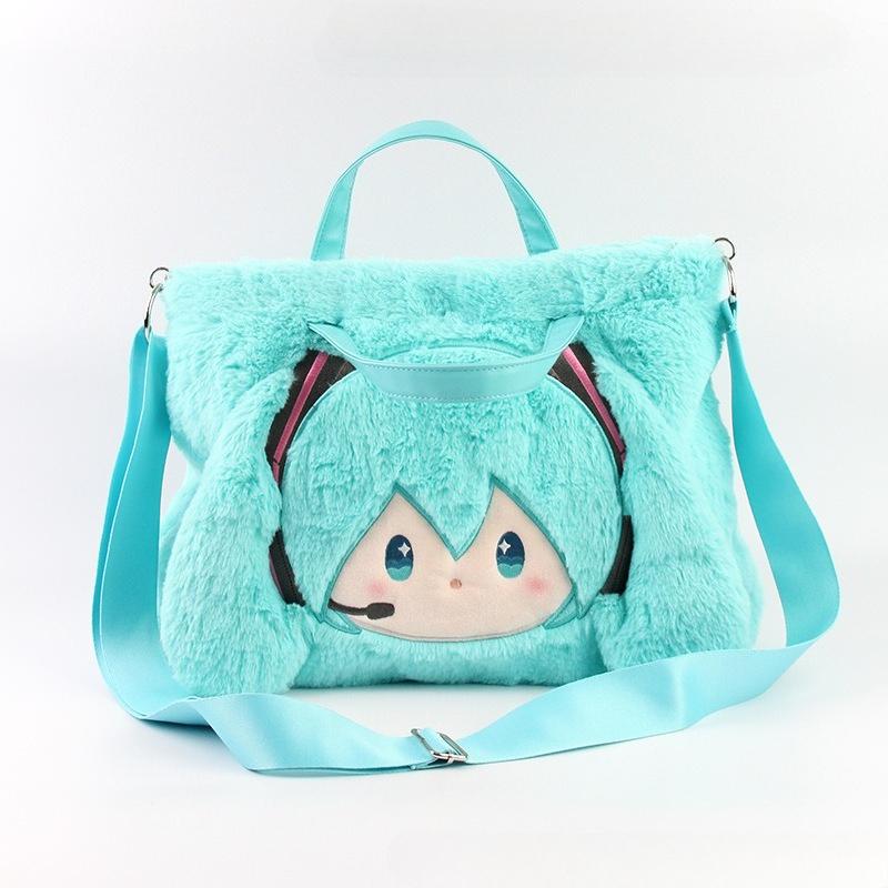 Cartoon Hatsune Miku Plush Ita Backpack Cute Anime Transparent Window Bag for Badge Display, Removable Straps, Multifunctional
