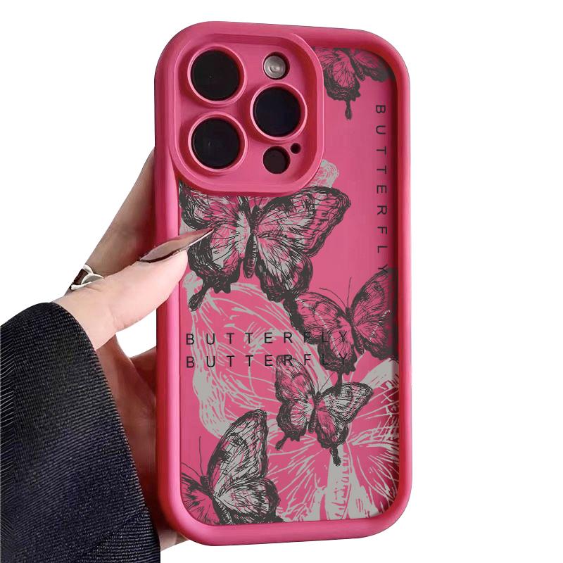 Candy Color Ink Butterfly Shell For Iphone 16 Pro 15 14 Pro Max 13 12 11 Pro Max Xr Xs X 7 8 Shockproof Tpu Soft Slim Case Cover