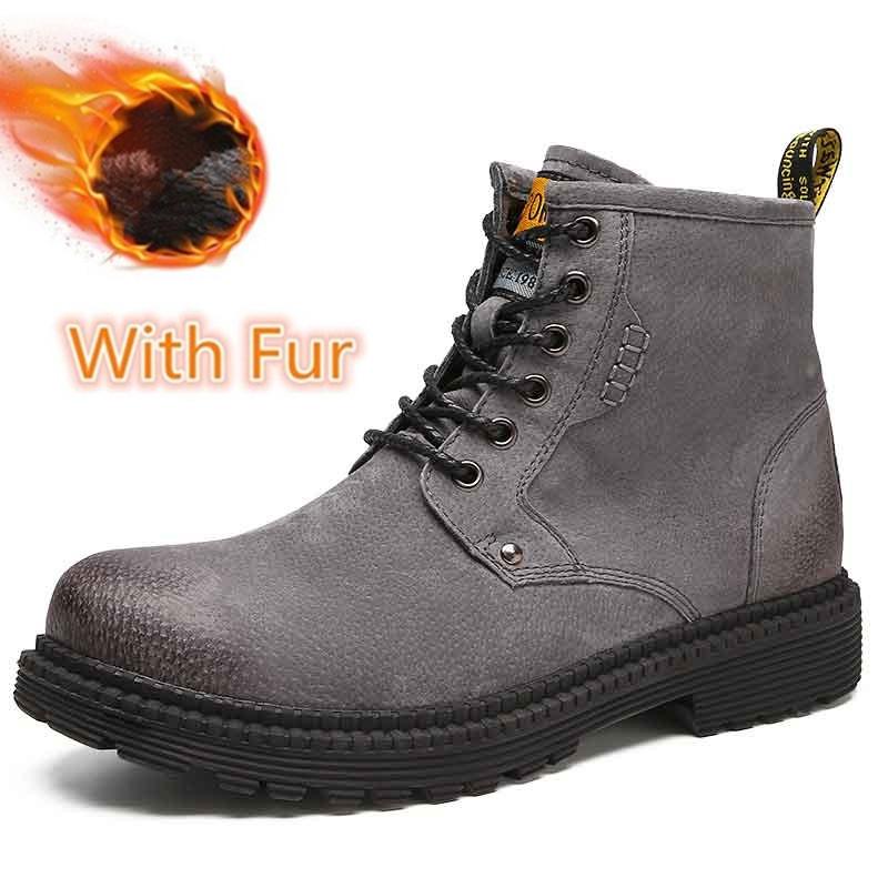 Brand Newest Winter Warm Men Snow Boots Genuine Leather Suede Boots Autumn Men Boots Casual Male Classic Black Sneakers Size 38-46
