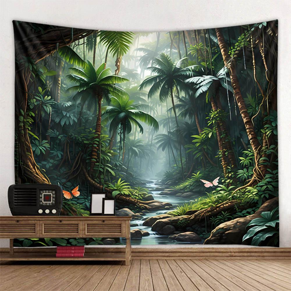Bohemian Style Tapestry, Tropical Plant Art Wall Hanging, Psychedelic Home Background Decoration, Available In Various Sizes