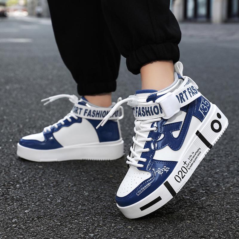 Children's High-Top Sports Shoes Boys 2025: New Autumn/Winter Trendy Leather Upper for Middle and Big Kids