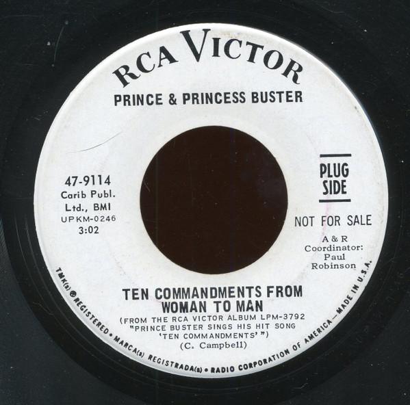 

7-дюймовая пластинка PRINCE BUSTER PRINCESS BUSTER P Десять заповедей от женщины к мужчине 479114 PROMO RCA Victor 1967 США Регги Ска Даб Б/у