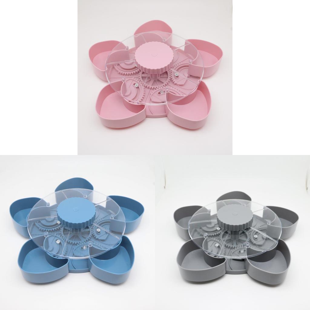 Divided Snack Serving Tray With Spin Function For Home Party And Gift Use