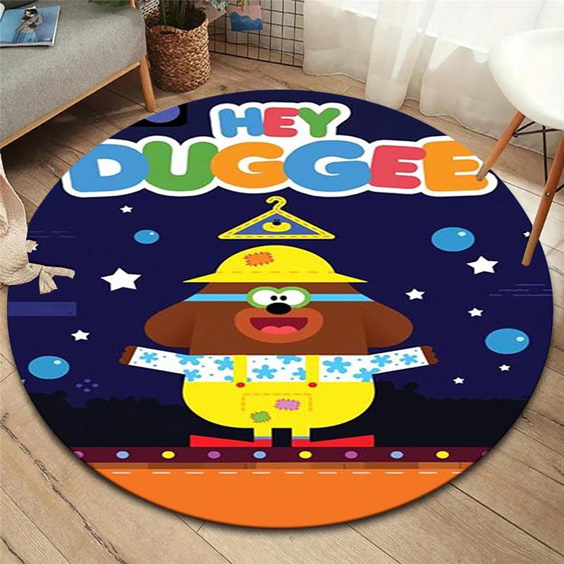 Hey Duggee Round Area Rug,Carpet Rug for Living Room Bedroom Sofa Playroom Decor,Non-slip Floor Mat
