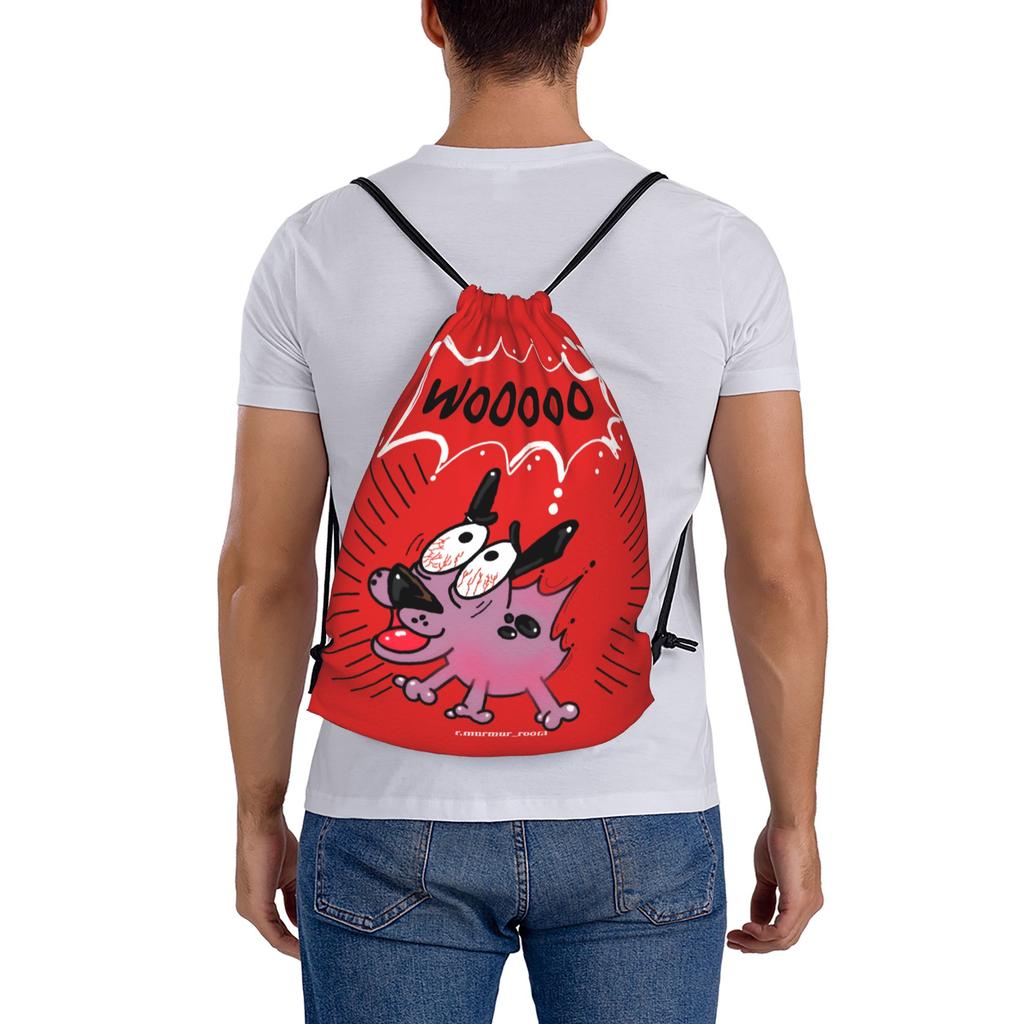 Custom Cowardlyes Dogs Anime Drawstring Bag for Training Yoga Backpacks Men Women Slapstick Sports Gym Sackpack